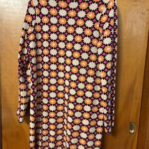 Anthropologie Maeve 70s Retro Medium Pink Orange and Black Knit Sweater Dress
